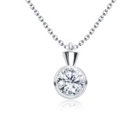 Round Pendant CZ Designed Silver Necklace SPE-3212